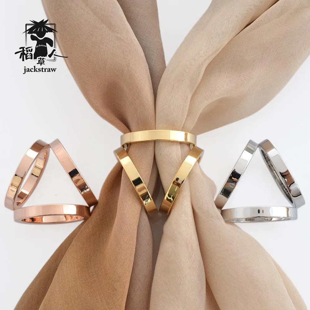 Pins Brooches Three-ring metal scarf fixed decorative buckle lady jewelry copper high-grade plating 230725
