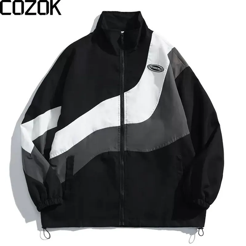 Mens Jackets Color Block Hip Hop Street Fashion Windbreaker Zipper Coat Couple Patchwork Spring Autumn College Outwear Unisex 230726