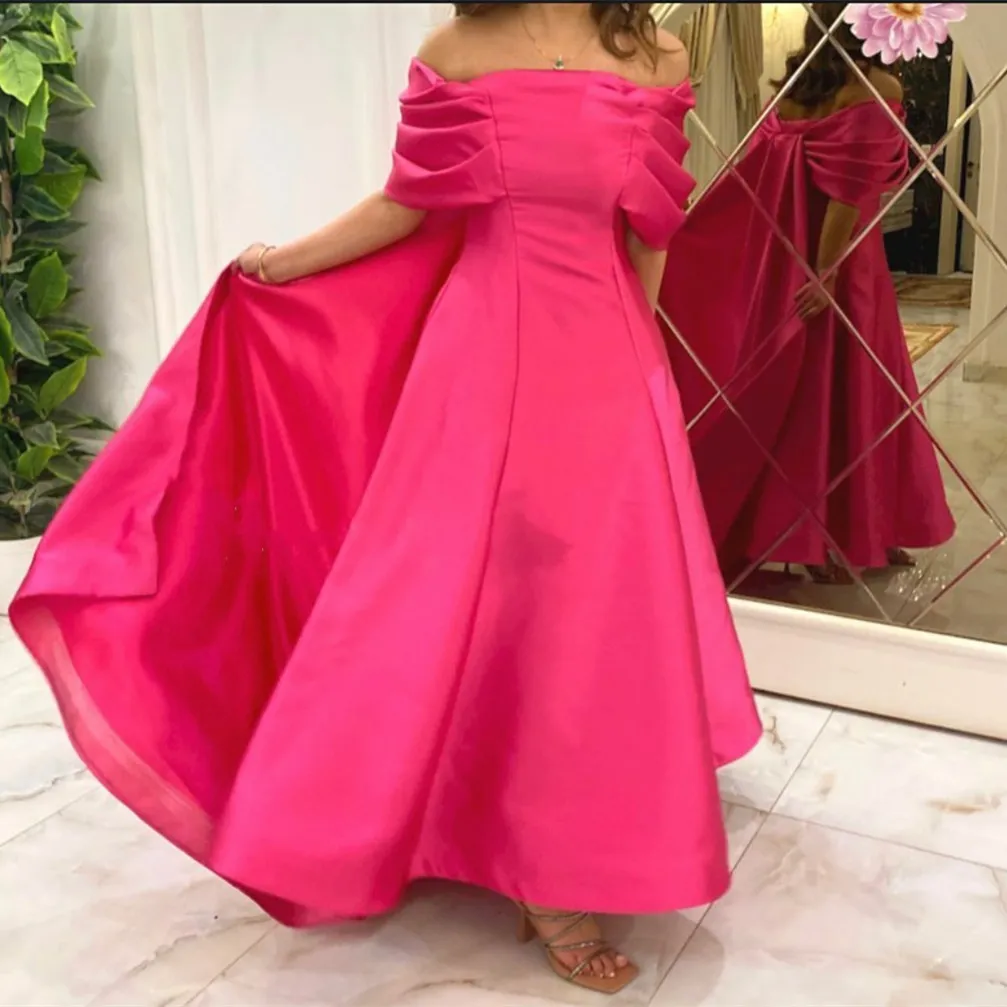 Элегантные длинные a-line taffeta вечерние платья Fuchsia Zipper задняя длина пола платья для выпускного вечера