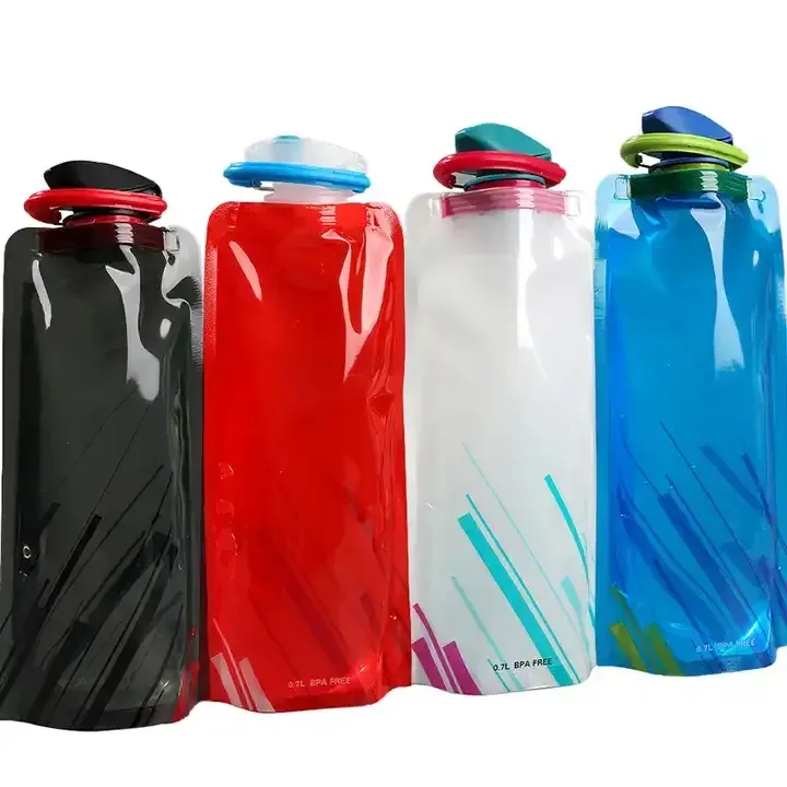 Foldable Water Bag Kettle PVC Collapsible Water Bottles Outdoor Sports Travel Climbing Water Bottle With Pothook FY5440 JY26