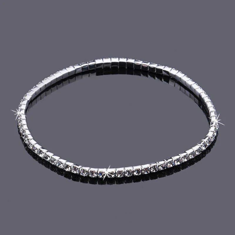 Rhinestone 12 Inch Anklet Bracelets Set Silver Plated And Gold