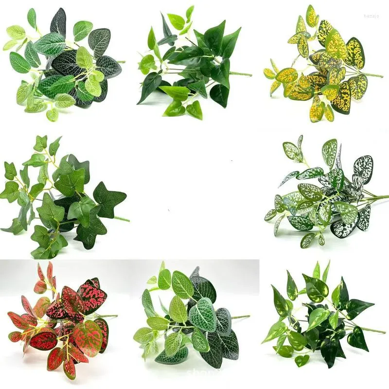 Fiori decorativi Decorazione paesaggistica per parete vegetale simulata con 7 foglie di gomma in bundle Piante in vaso Composizioni floreali e verde