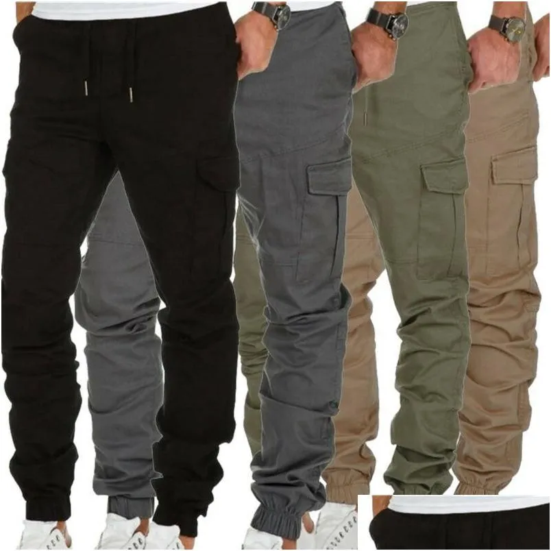 Pantaloni da uomo Pantaloni da jogging da uomo Vita elasticizzata Pantaloni da lavoro chino Stile casual Cargo Bot Uk Drop Delivery Abbigliamento Abbigliamento Dhxba