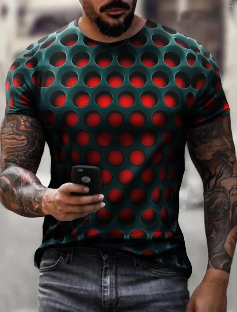 Camisetas para hombre, camisetas de manga corta con estampado de ilusión óptica 3D para hombre, ropa de calle Harajuku con degradado a la moda, tendencia de Hip Hop de gran tamaño