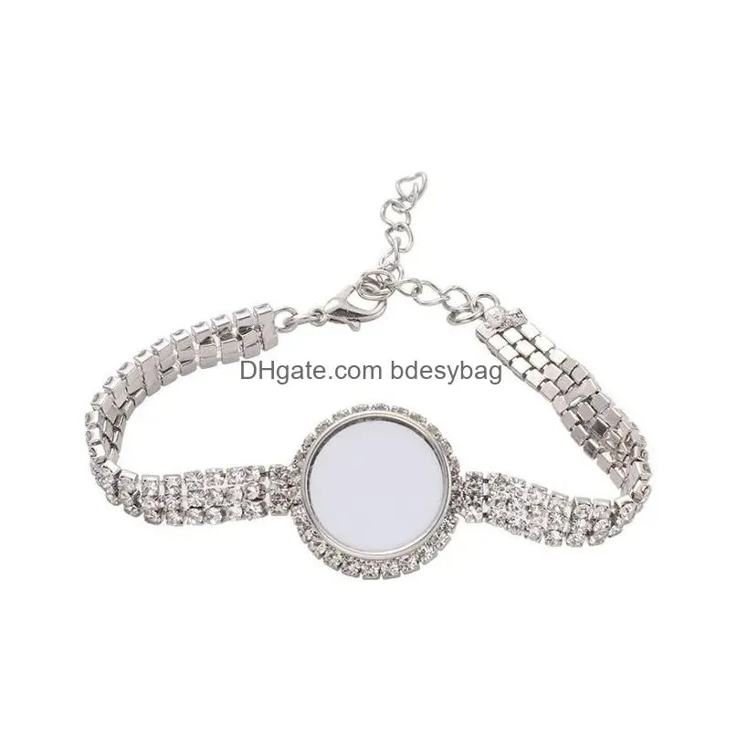 DIY Silver Rhinestone Bracelet Bracelet Set with Snap Bling Base - Perfect for Office, School, and Business - Drop Delivery Available