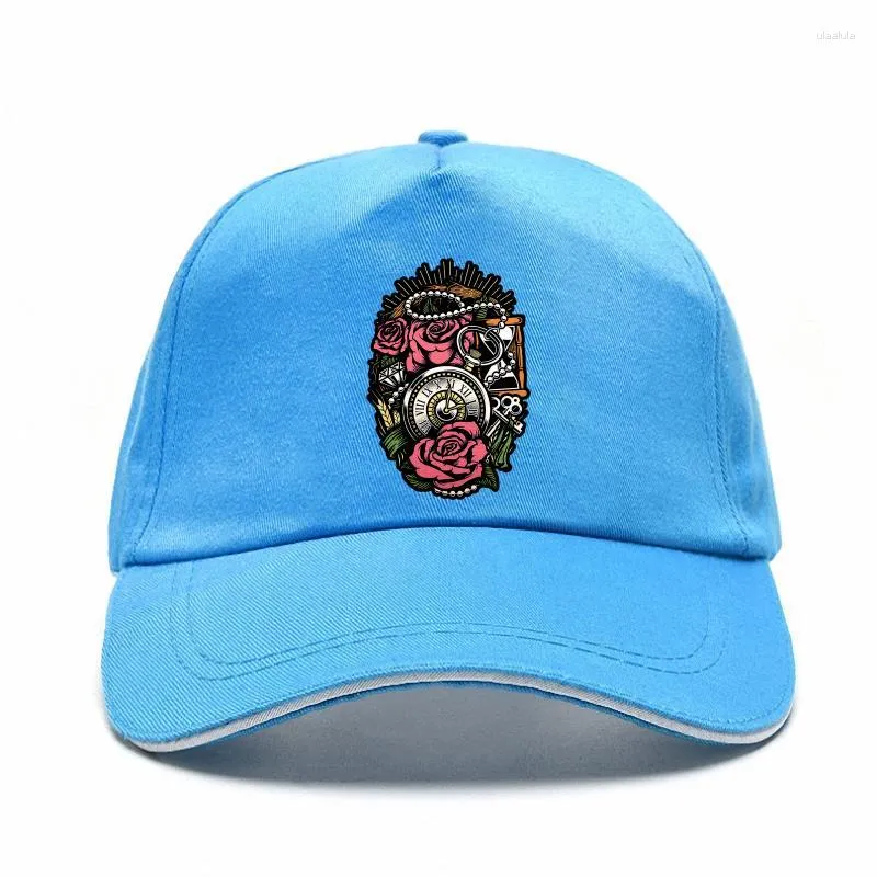 Boll Caps Roses Pocket Watch Tattoo Style Adult Baseball Cap Sunscreen