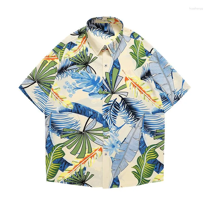 Herrenjacken 2023 Hawaiian Herren Strandhemd Kurzarm Übergroßer Druck Kokosnussbaum Muster Männliche Kleidung Harajuku Tops Sommermode
