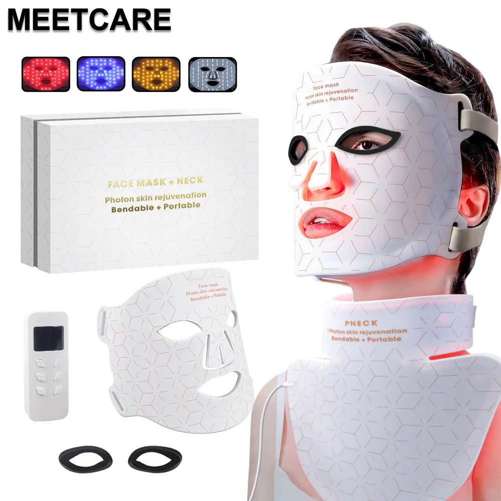 Massaggiatore viso 4 colori Maschera LED Gel di silicone Vicino a infrarossi P su Terapia Ringiovanimento della pelle Rimozione antirughe SPA 230726