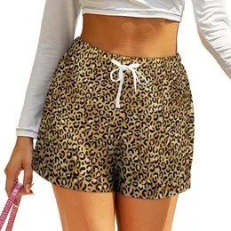 Women's Shorts Leopard Print Trendy Black Gold Oversized Casual Loose Elastic Waist Sexy Short Pants Women Custom Pockets Bottoms