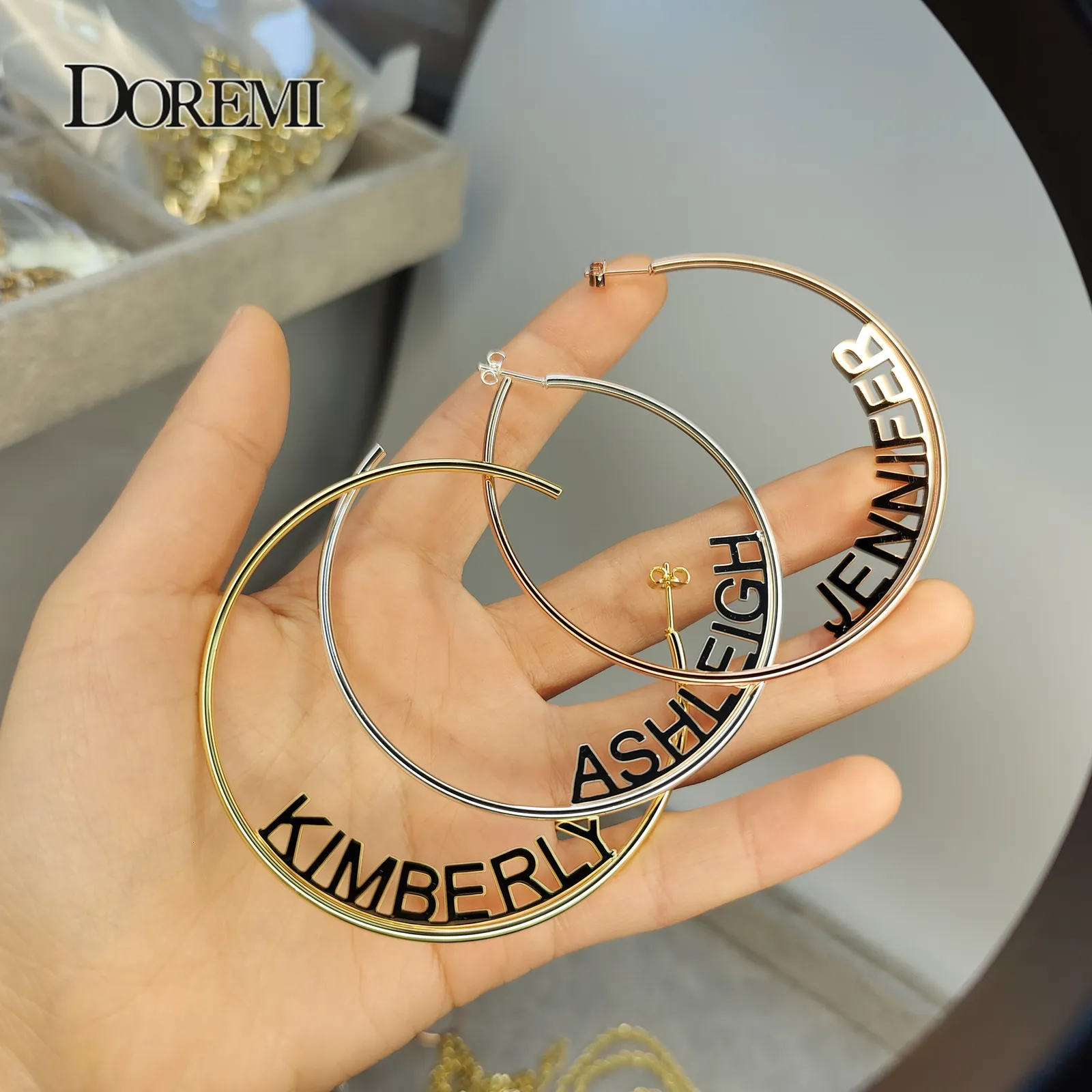 Personalized name hoop earrings deals