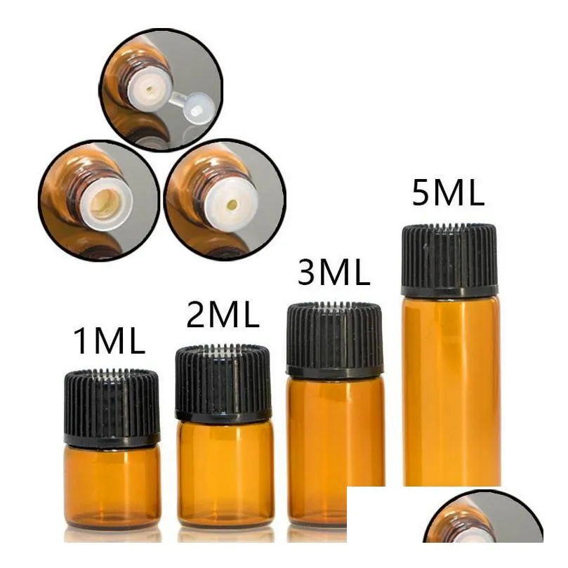 Perfume Bottle 1Ml 2Ml L 5Ml Amber Dropper Mini Glass Essential Oil Display Vial Small Serum Per Brown Sample Container Drop Delivery Dhqgw