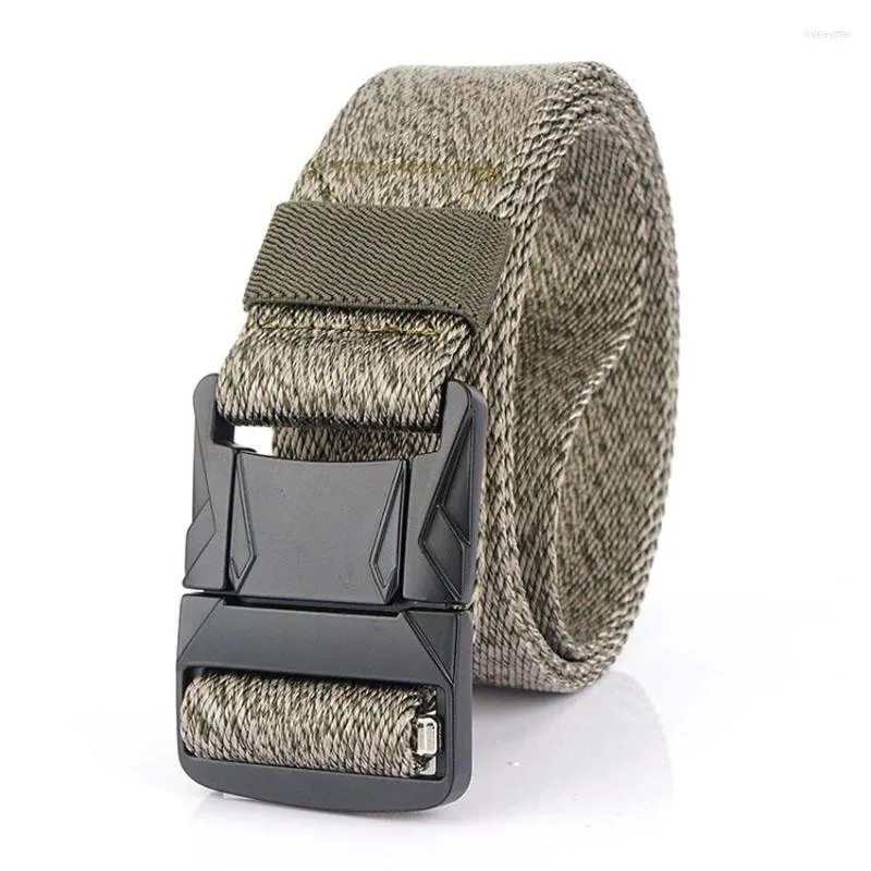 Cinture Cintura da uomo Fibbia ad innesto in metallo Pantaloni casual da esterno Cinturino in nylon traspirante e confortevole Cinturino regolabile da 125 cm