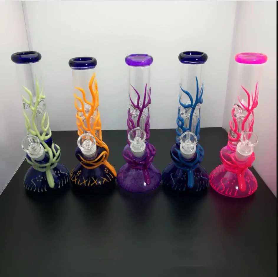 Glass Pipes Smoking blown hookah Manufacture Hand-blown bongs Colorful inlaid wire patterned glass smoking set