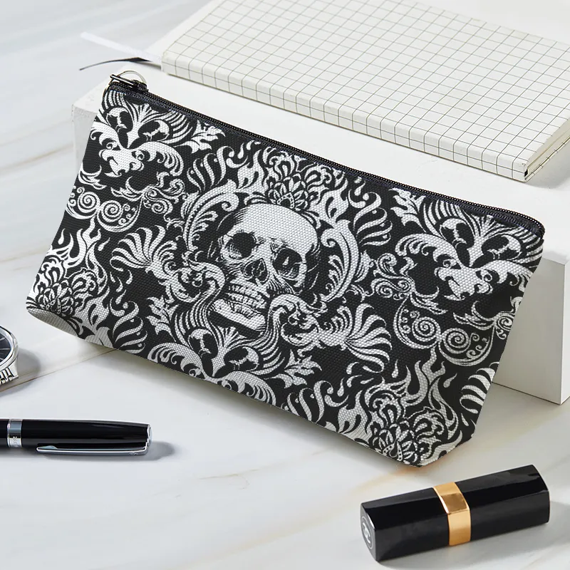 Kvinnor Portable Travel Wash Bag Kvinna 3D Skull Graffiti Print Makeup Lagring Pouch stor kapacitet Kosmetisk arrangör Beauty Case