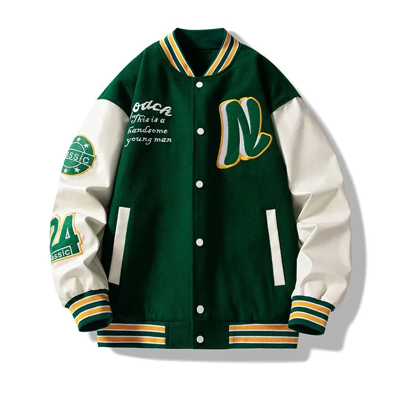 Embroidered Letter Varsity Jacket - Oversized Y2K Bomber, Vintage Embroidered Letter Varsity Jacket - Oversized Y2K Bomber, Vintage