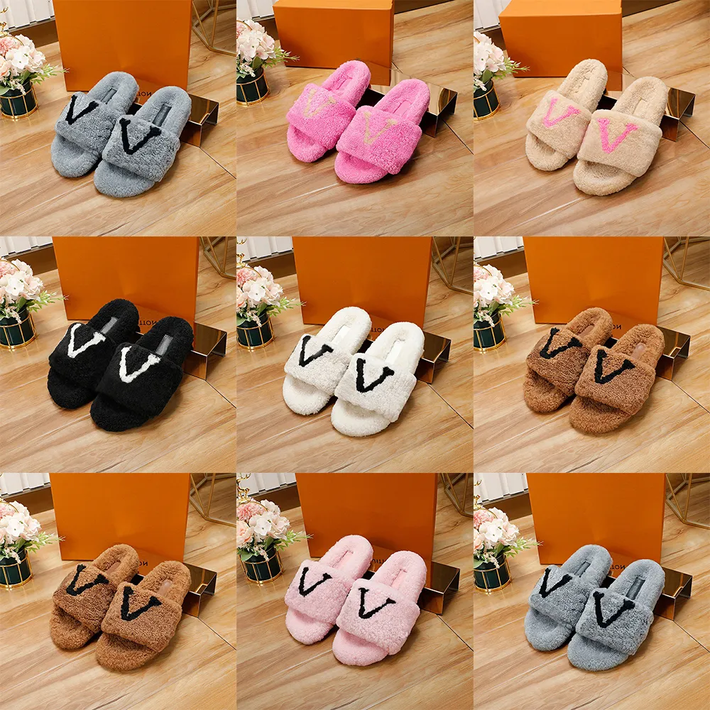 Luxury slippers women's plush slippers wool sandals women's slippers slippers wear-resistant sandals warm and comfortable slippers autumn and winter size 35-42