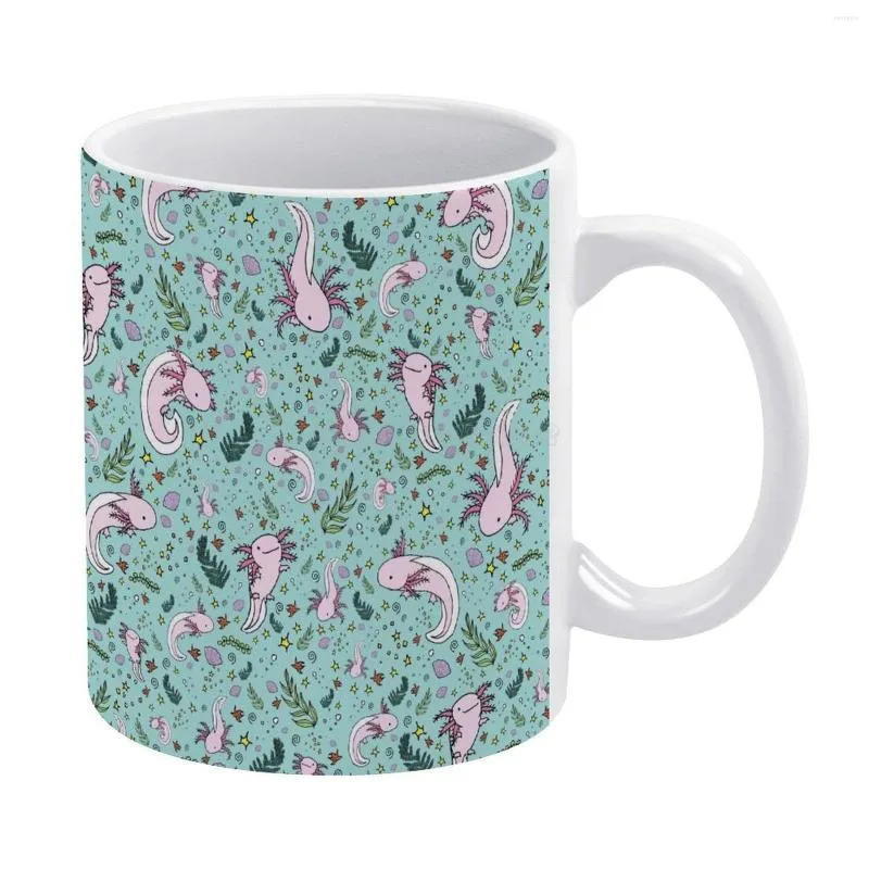 Mugs Axolotl White Mug 11oz Funny Ceramic Coffee Tea Milk Cups Axolotls Pattern Design Cute