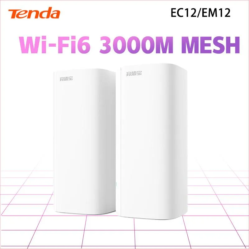 Routrar Tenda EM12/EC12 AX3000 WiFi6 Mesh Router Gigabit Home 5G WiFi6 Highspeed Repeater Signalförstärkare