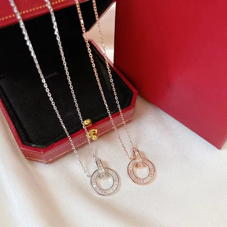Kvinnor älskar halsband daimod med låda berömda catier cjewelers kvinnliga smycken designer lyxiga smycken hänge halsband valentin present rostfritt stål har gilrs