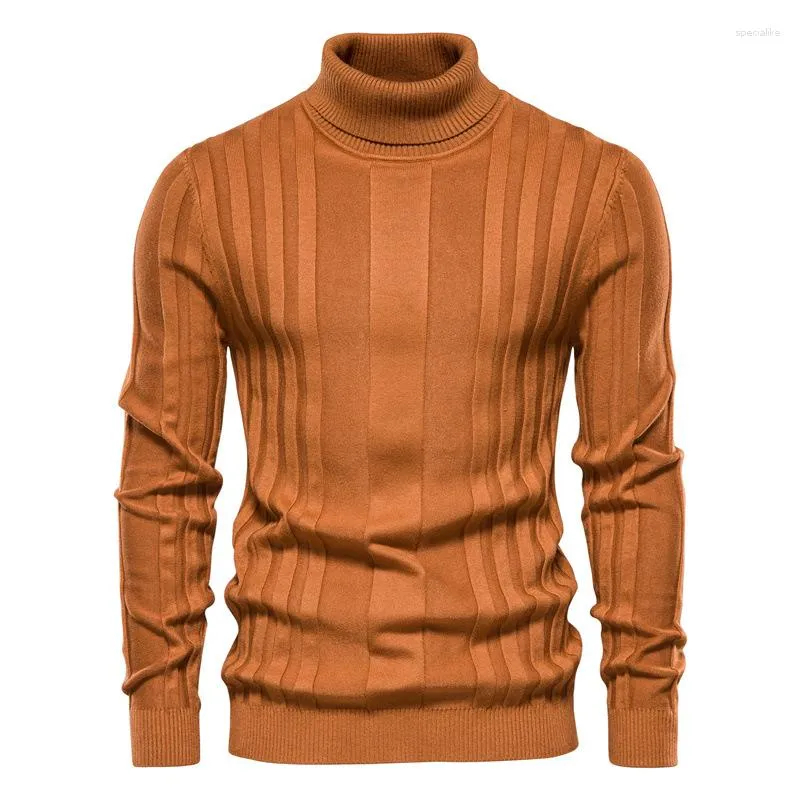 Sweatry męskie sweter jesienny golf gronowy kazany kód termiczny podwórze solidny kolor pullover szczupły fit zima