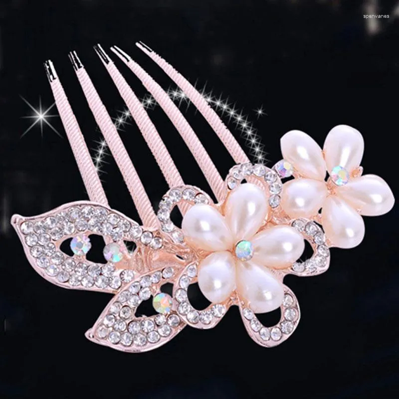 Grampos de cabelo na moda com strass, casamento elegante, pérolas de noiva, pentes de flores, moda coreana, grampo de cabelo para menina, presentes ML