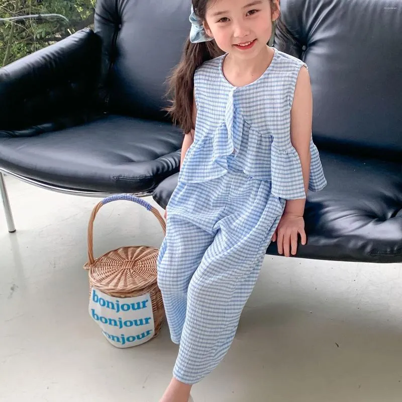 Clothing Sets Summer Toddler Girl Cotton Sleeveless Checked Suit Soft And Comfy Daily Wear Outfits Clothes 3 6 Months Bow Set