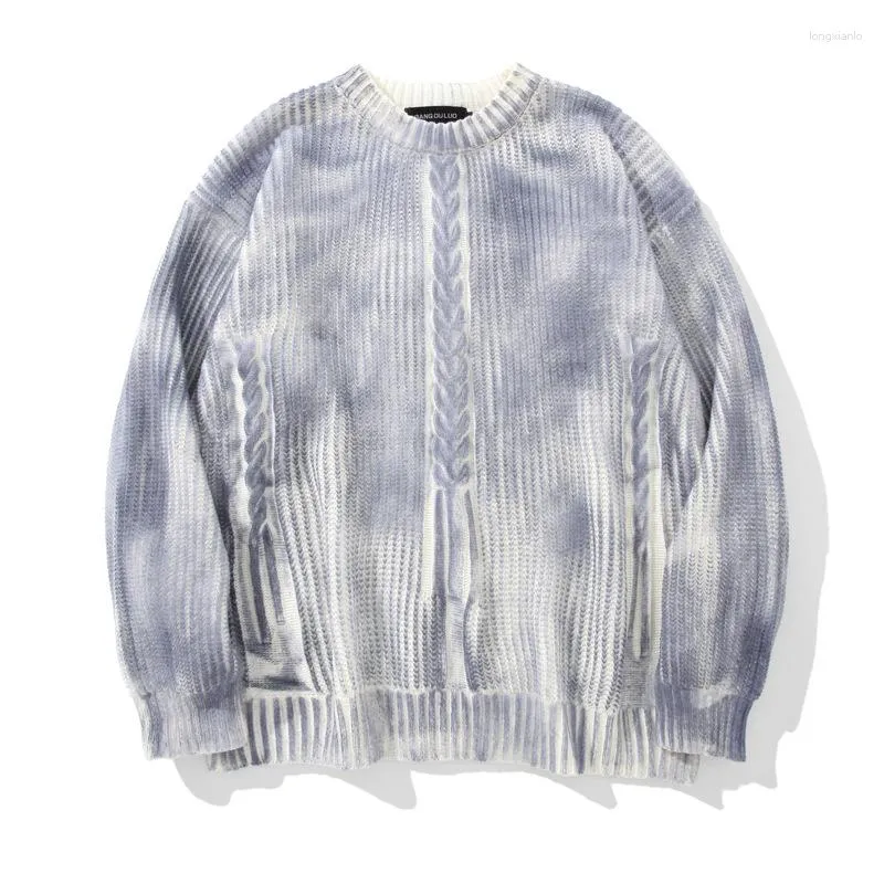 Suéteres de hombre de manga larga estilo japonés Tie-dye Emp patrón Ipop ropa de calle de gran tamaño hombres invierno Clotes hombres pulóver Tops