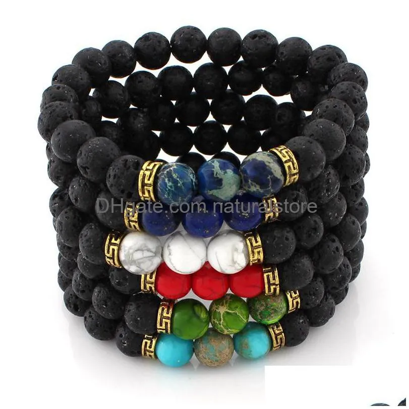 Beaded Natural Stone Black Lava Strands Bracelets Turquoise Buddha Oil Diffuser Bracelet Fine Jewelry For Women Drop Delivery Dhmad
