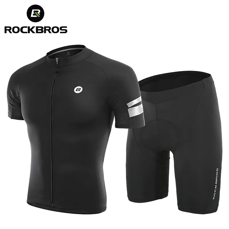 Radfahren Jersey Sets ROCKBROS Männer Atmungsaktive Hemd Sommer Kleidung Fahrrad Schnell Trockene Kleidung Anti UV Reflektierende Kurzarm 230725