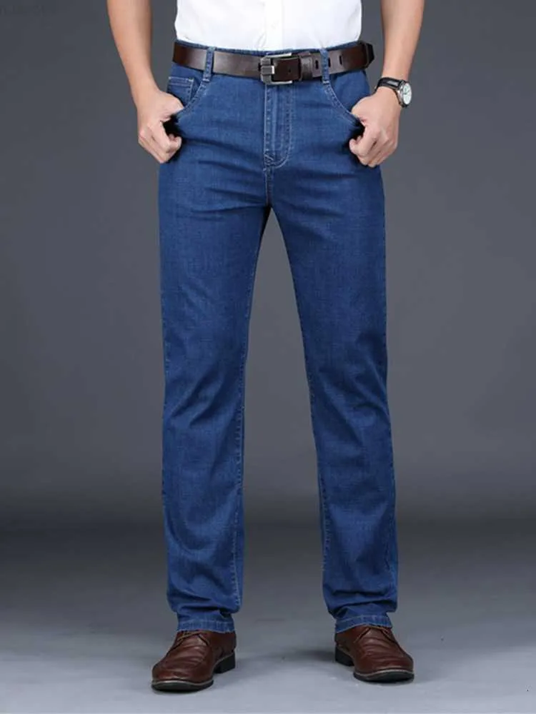 Classic Style Men's Black Blue Regular Fit Jeans Business Casual Stretch Denim Pants Male Brand Trousers 230316 L230726