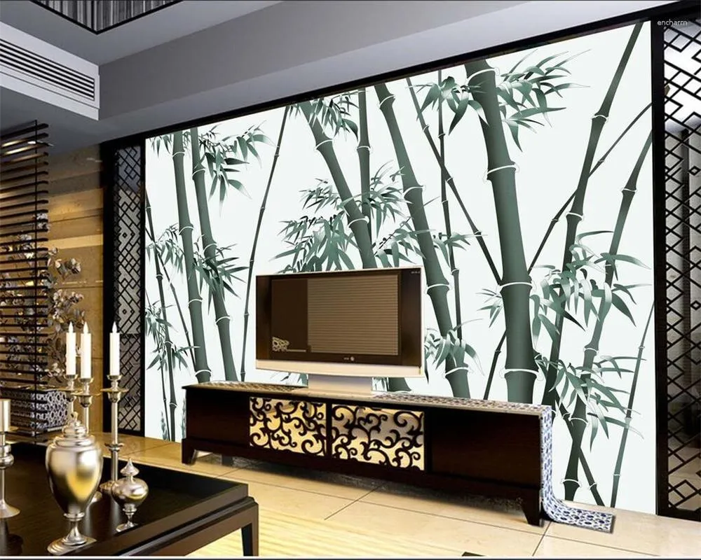 Wallpapers CJSIR Custom Wallpaper Chinese Style Hand Painted Bamboo Background Wall Living Room Bedroom TV 3d