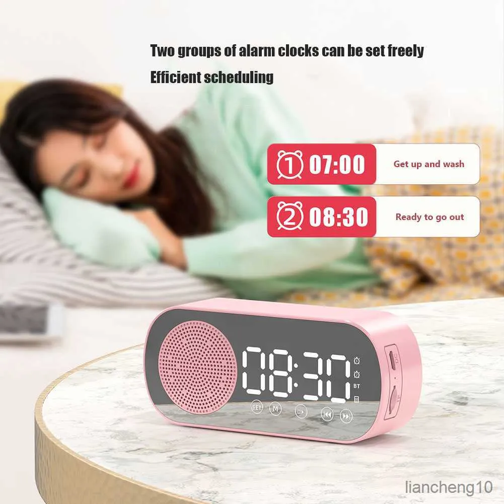 Portable Speakers 2023 New Creative Retro Bluetooth Speaker Alarm Clock LED Color Digital Desktop Small Speaker Pluggable Cable R230727