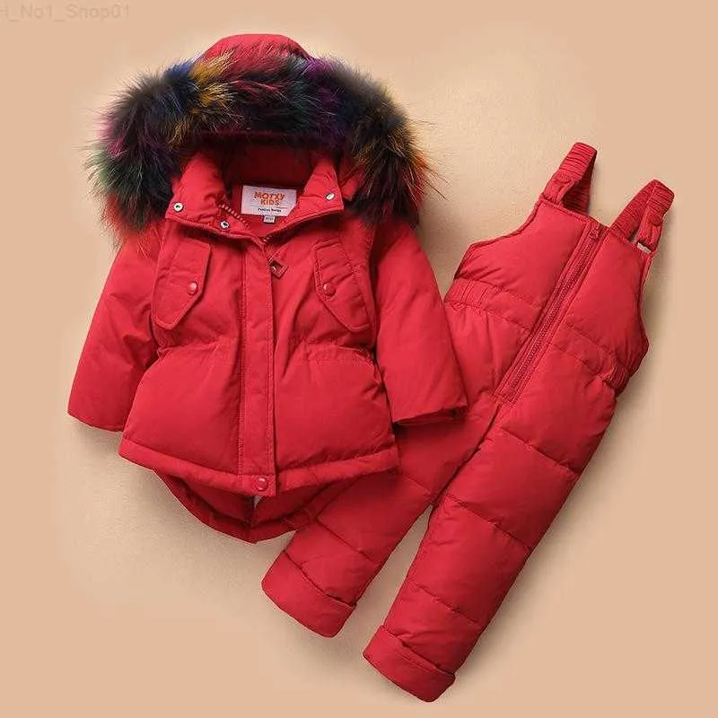 Kleidungssets Kleidungssets Kinder Winterkleidung Säuglingsjacke Mantel Farbiges großes Fell Einfarbig für Baby Jungen und Mädchen Daunenset Kinder Schneeanzüge Z230726