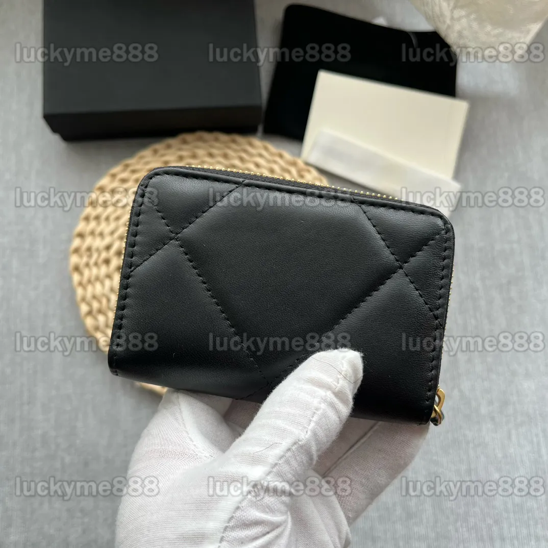 10A Miroir Qualité Designers 7.5cm Mini Porte-Monnaie Femmes En Cuir D'agneau Matelassé Porte-Monnaie Portefeuilles En Cuir Véritable Luxurys Zipper Titulaire De La Carte De Crédit Avec Boîte