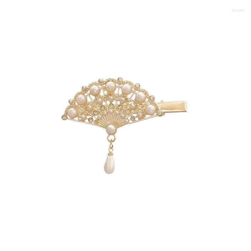 Party Favor YY Cool Style High-Grade Diamond-Embedded Fan Headdress Clip