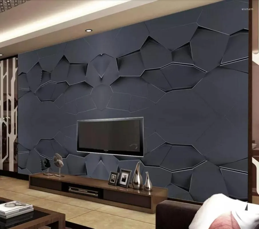 Sfondi CJSIR Carta da parati personalizzata 3D Struttura in metallo da incasso Soggiorno TV Sfondo murale Bar decorativo