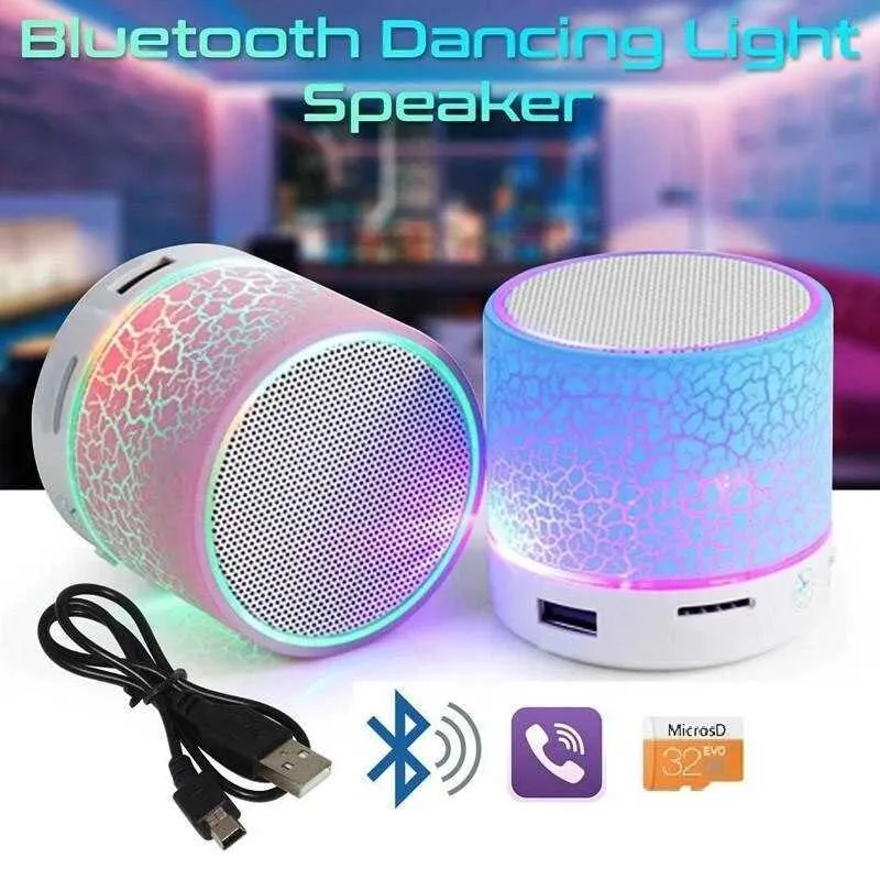 Przenośne głośniki Bluetooth mini głośnik bezprzewodowy głośnik LED Kolorowa karta LED subwoofer przenośna kolumna dźwiękowa muzyczna na telefon R230725