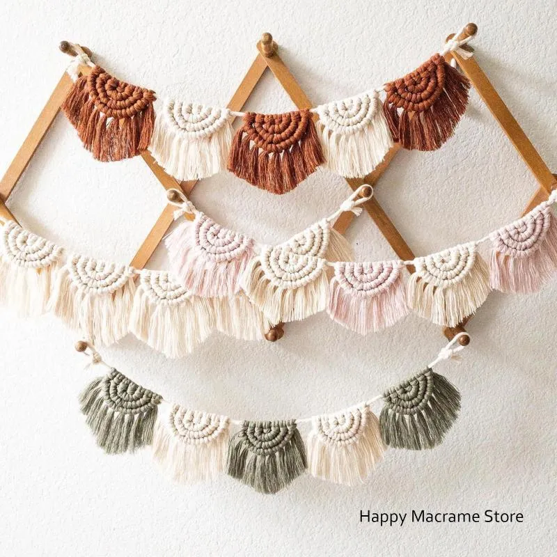 Wandtapijten Macrame Wandtapijten Sweet Mini Garland Handgeweven Boho Decoratie Bohemian Decor Voor Woonkamer Kids Baby Cadeau