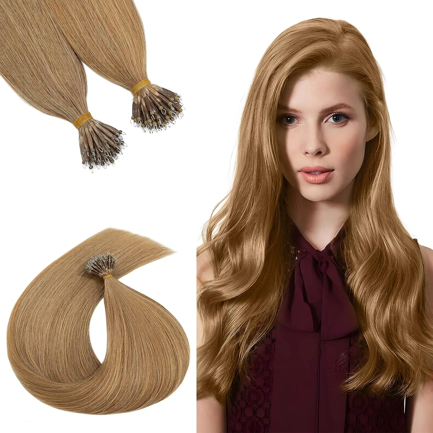 Nano Tip Hair Extensions Human Hair Nano Ring Hair Extension Pre-Bonded Nano Bead Remy Hair Micro Beads Hairpiece for Women 100g Bella Hair Julienchina