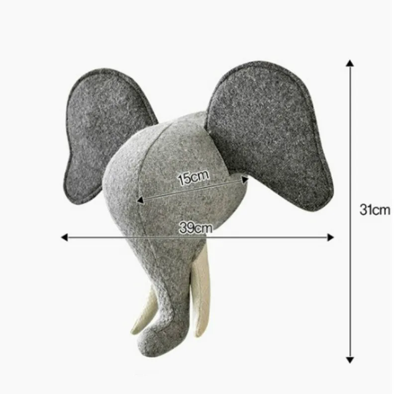 Objetos decorativos Estatuetas Animais 3D Pendurados na Parede Decorativas Cabeças de Feltro Decoração de Monte Elefante de Pelúcia Cavalo Brinquedos Meninos para Decoração de Quarto de Crianças 230725