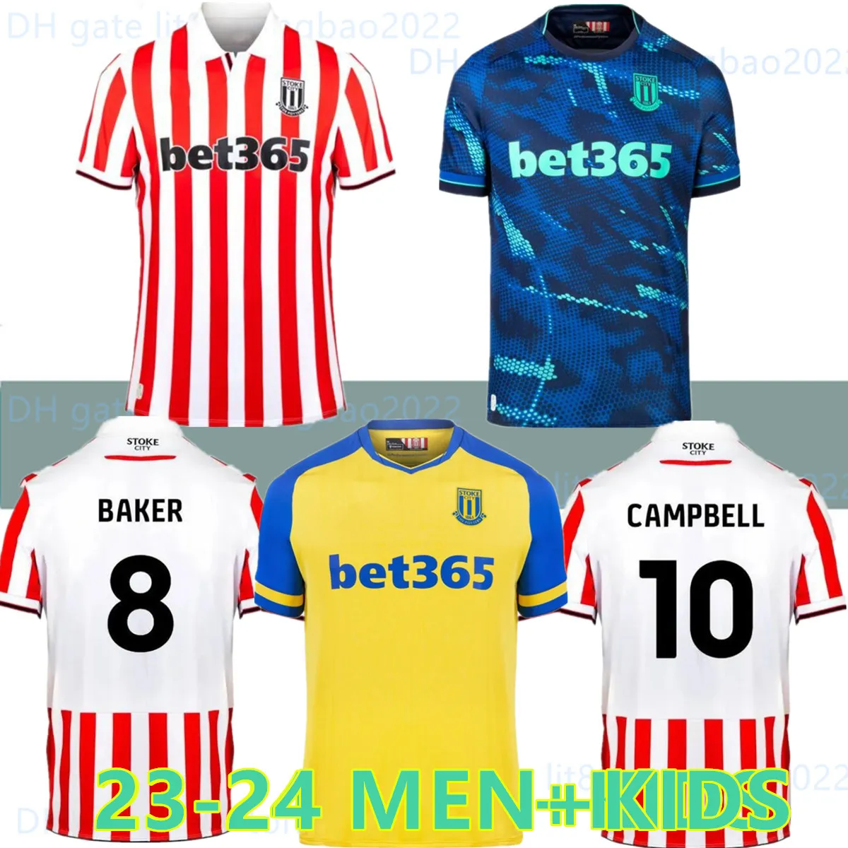 23 24 Stoke City Mikel Campbell Soccer Jerseys Smith Powell Powell Brown Clucas Home Kits 2023 2024 Lewis Baker Men Men Kids Kids Tops Tops 999