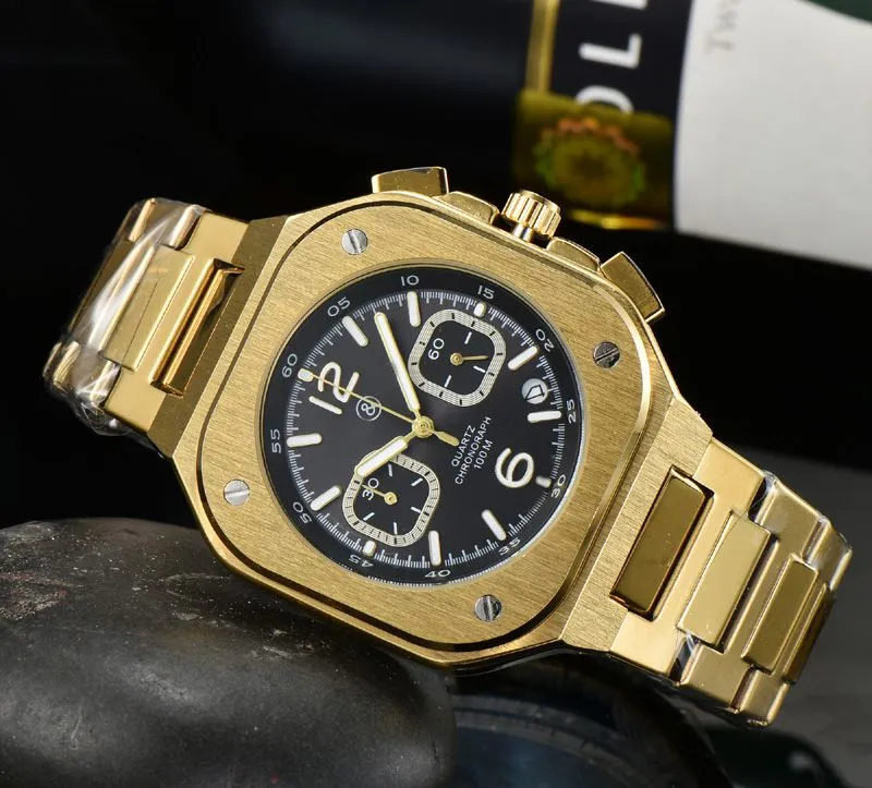 Luxury Men s Watch Stainless Steel Chronograph Quartz Wristwatch with Date Display