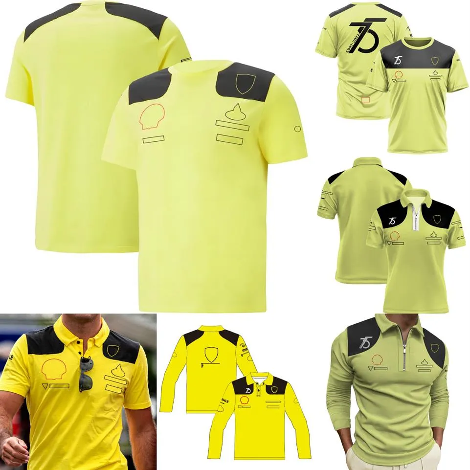 F1 Team 75th Celebrate футболка 2023 Новый водитель Formula 1 Желтая футболка Polo Shirts Summer Racing Sports Dethablet Forts Jerse325V