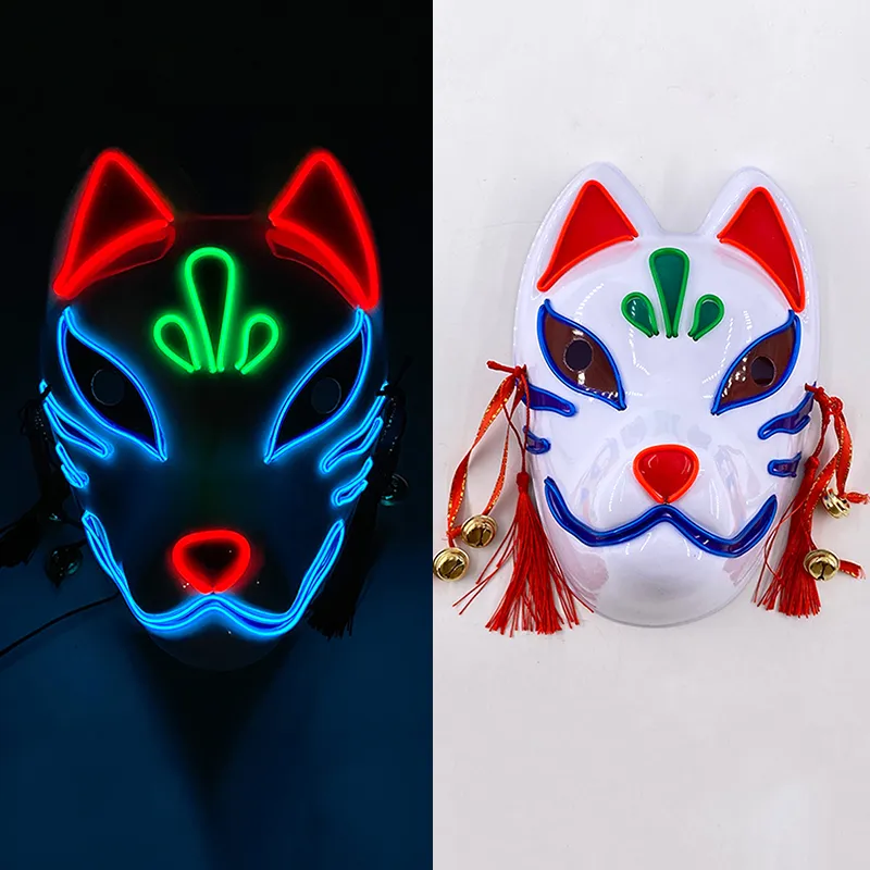 LED Light Up Fox Party Masks Light Halloween Cosplay Costume Props For Dance DJ Party Decoration FY9697 JY26