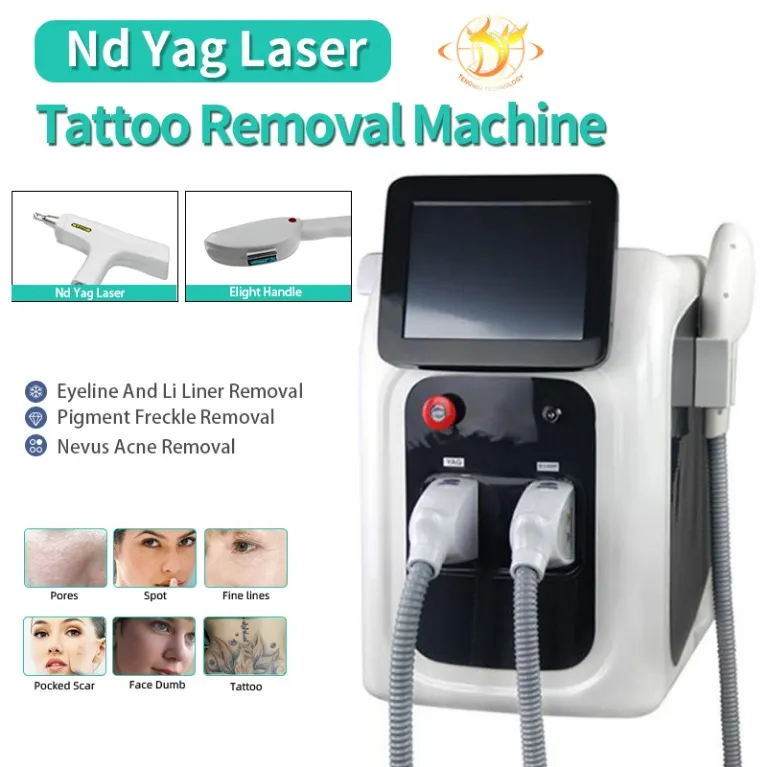 Другое косметическое оборудование HR E-Light ND-YAG Лазер Два ручки для удаления волос кожи омоложения акне терапия удаление татуировки130