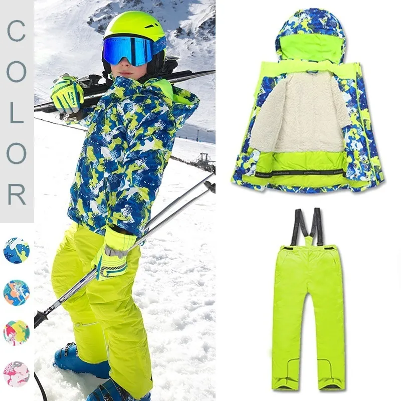 Vestes de ski Garçon Fille Snowboard Sportswear Ensembles Imperméable Coupe-Vent Enfants Ski Costumes Veste Pantalon Hiver Garder Au Chaud Épaissi Chandail Manteau 230725