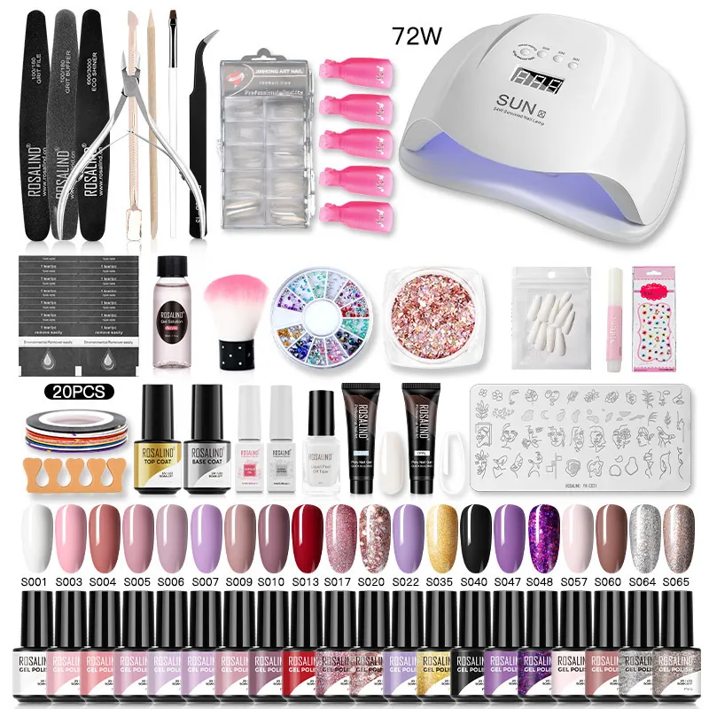 Nagellak ROSALIND Gel Set Professionele Tool Kit Glitter Vernis Semi Permanente Art Base Top Coat UV LED 230726