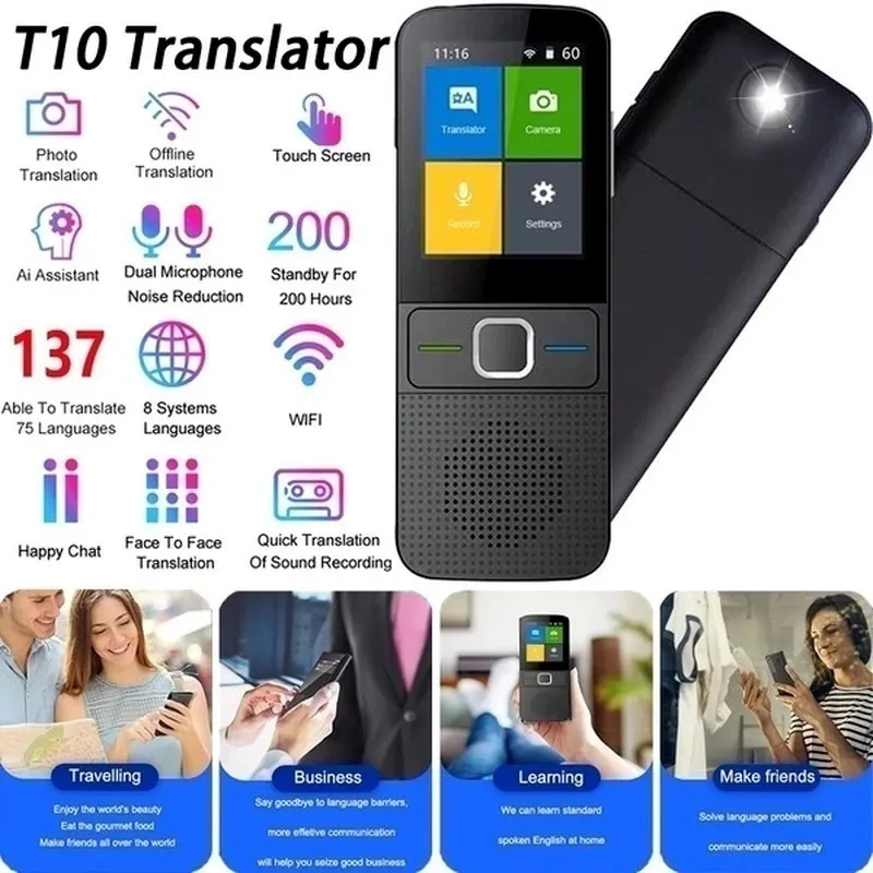 Dictionaries Translators T10 Offline Voice Translator Smart Portable 137 Languages Real Time Translator Instant Translation AI Learning Conversion 230725