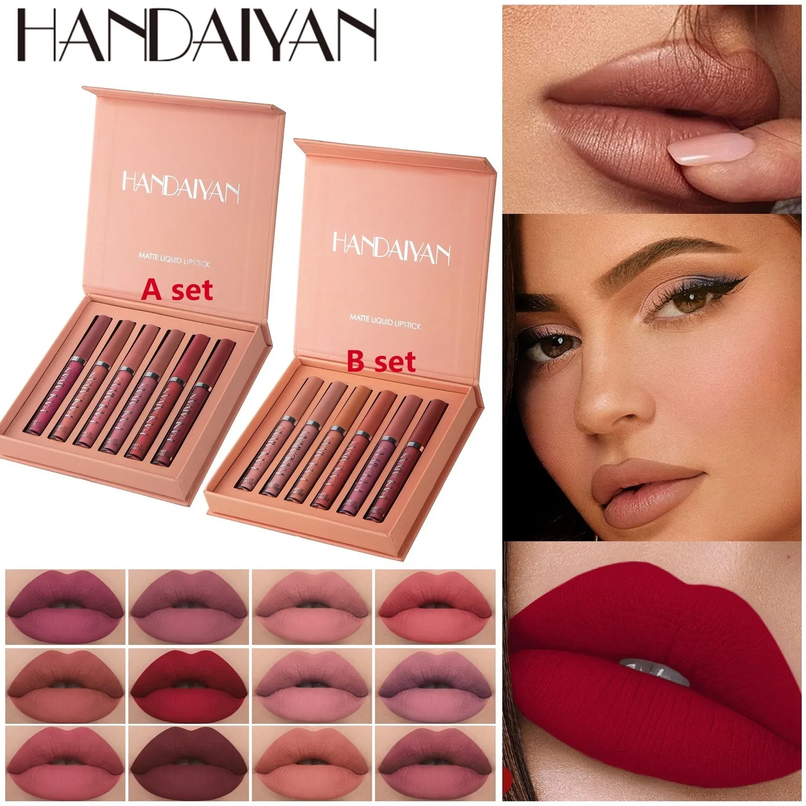 Rouge à lèvres HANDAIYAN Lipgloss Maquillage liquide Rouge à lèvres Cosmétiques Mat Longue Durée Étanche Velours Brillant À Lèvres Drop Ship Lips TTMMBI Make Up 230725