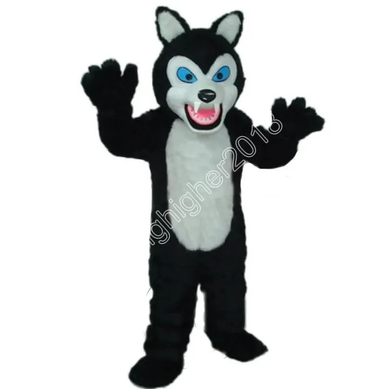 Novo adulto super fofo vendas imperdíveis lobo preto mascote fantasia tema dos desenhos animados vestido extravagante roupas de performance de carnaval festa roupa ao ar livre